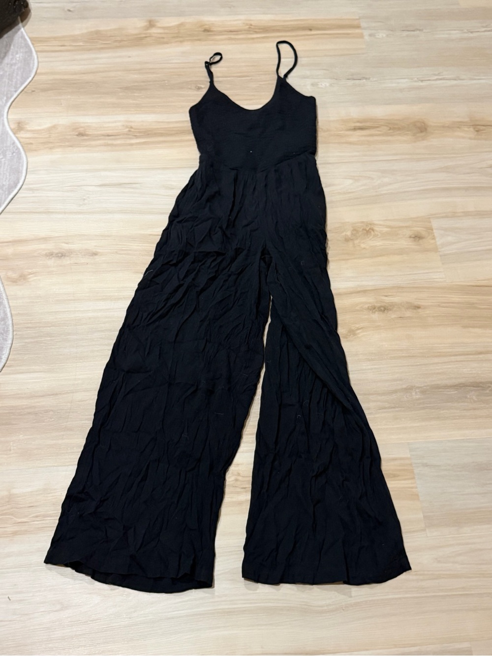 Black Wide-Leg Spaghetti Strap Jumpsuit